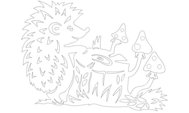 Coloring page hedgehog resting by the stump